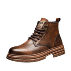 Damen modische Lederstiefel mit robustem Profil und komfortablem Futter