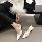 Damen elegante Slingback Pumps mit Rüschendesign R&B