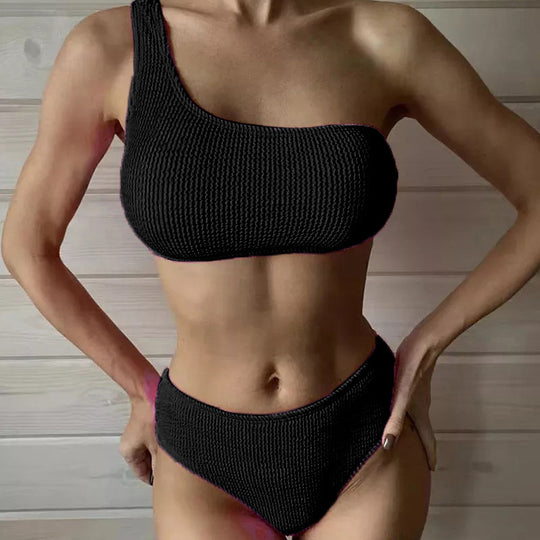 Damen asymmetrisches Bikini-Set mit strukturierter Oberfläche R&B