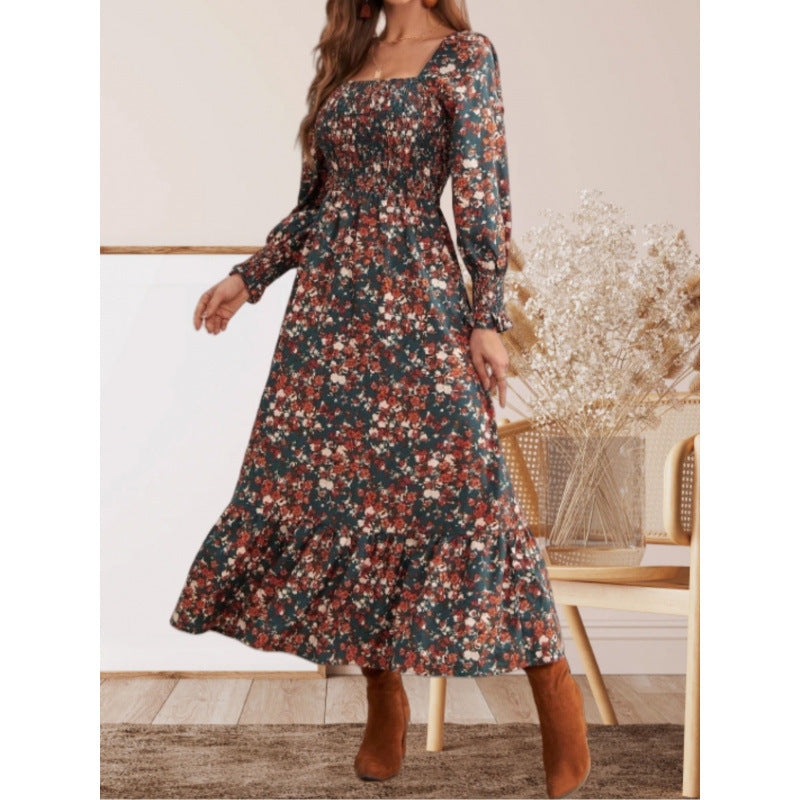 Damen Maxikleid mit Rüschendetails und floralem Design R&B