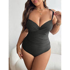 Damen Einteiler Badeanzug mit raffiniertem Wickeldetail R&B