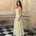 Damen Maxikleid mit verspielten Polka-Dots und schickem Halterdesign R&B