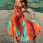 Damen Maxikleid mit verführerischem Wickeldesign und schimmernden Farbverläufen R&B