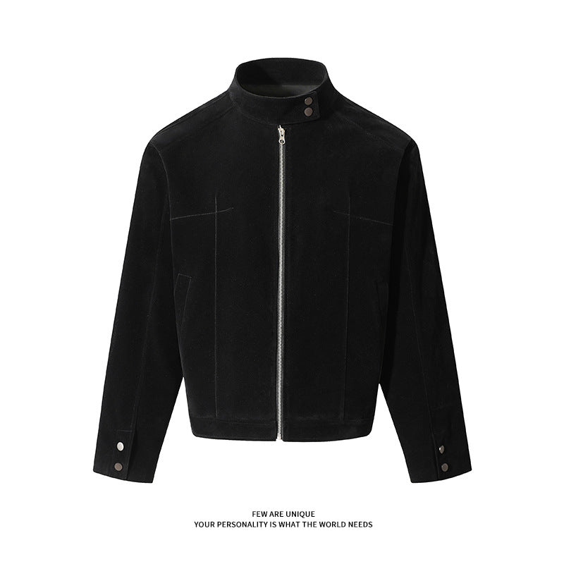 Herren Freizeitjacke aus weichem Kunstleder mit praktischem Kragen und Reißverschluss R&B