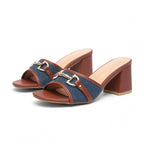 Damen modische Slipper mit eleganten Ketten- und Denim-Details R&B
