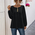Damen Bluse mit Knopfdetails und voluminösen Ärmeln R&B