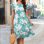 Damen Lässiges Sommerkleid mit Rüschendetails und floralen Mustern R&B