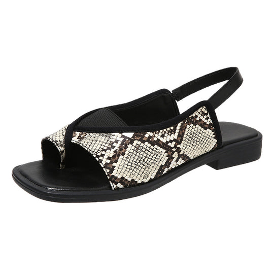 Damen Sling-Sandalen mit modischem Schlangenmuster R&B