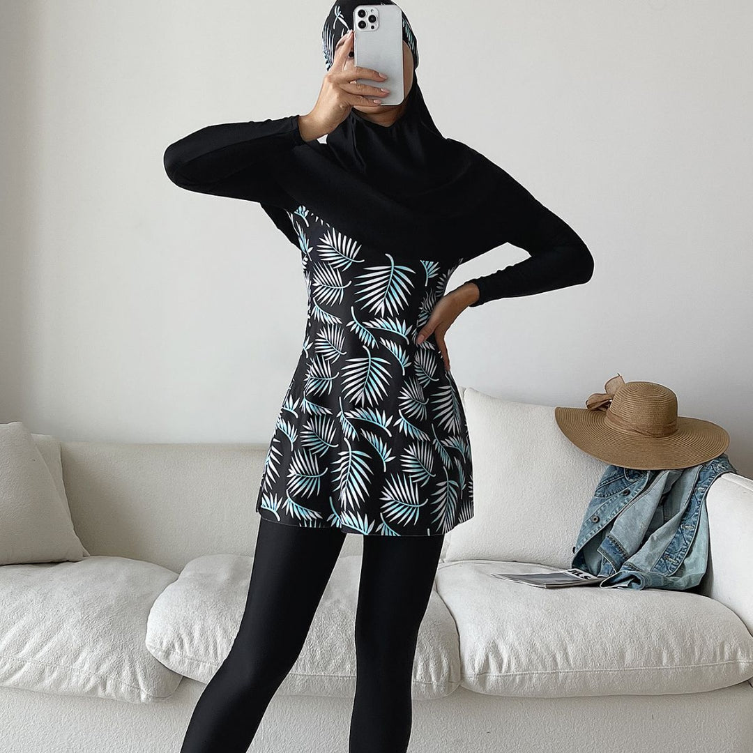 Damen Modisches 360-Grad-Schwimmanzug mit integrierter Hijab R&B