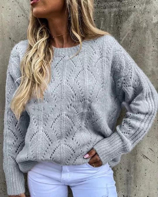 Damen Strickpullover mit feinem Lochmuster R&B