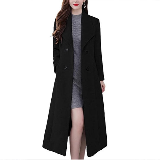 Damen Lange Wollmantel R&B