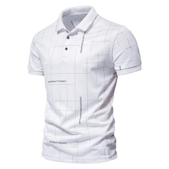 Herren Poloshirt mit modernem grafischen Druck und atmungsaktiver Funktion R&B