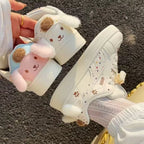 Damen Sneakers mit süßem Tierdesign und flauschigen Details