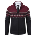 Herren Strickjacke mit Stehkragen und Norweger-Muster R&B