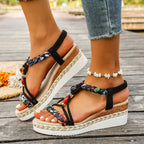 Damen Wedge-Sandalen mit geflochtenem Riemendesign und komfortabler Sohle R&B