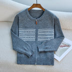 Damen Strickjacke mit Reißverschluss und nordischen Mustern