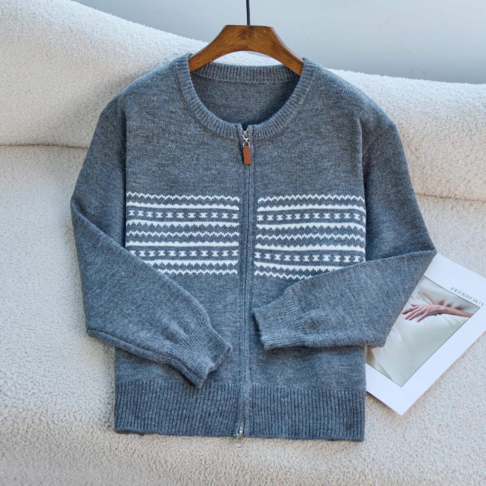 Damen Strickjacke mit Reißverschluss und nordischen Mustern