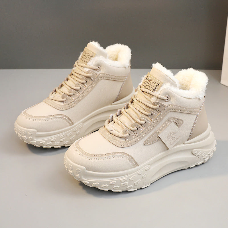 Damen modische Hochschnitt Sneakers mit warmem Futter und rutschfester Sohle R&B