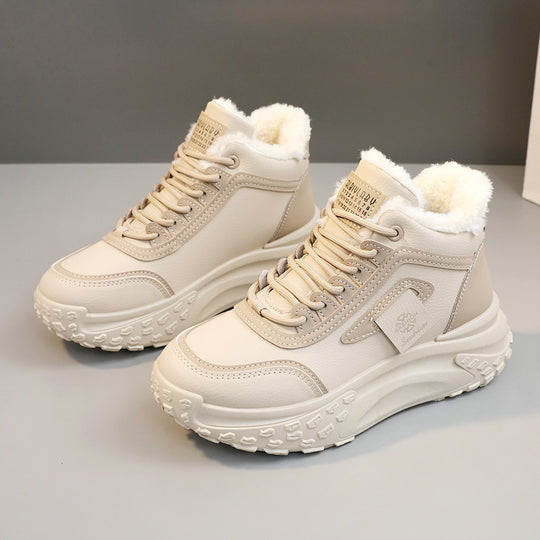 Damen modische Hochschnitt Sneakers mit warmem Futter und rutschfester Sohle R&B