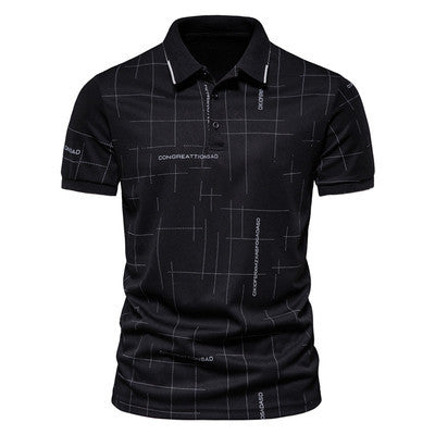 Herren Poloshirt mit modernem grafischen Druck und atmungsaktiver Funktion R&B