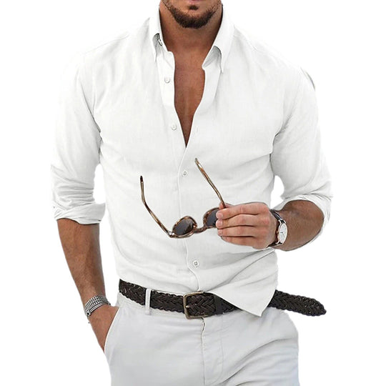 Herren Elegantes Langarmhemd aus hochwertiger Baumwolle R&B