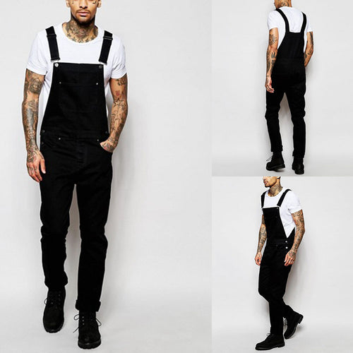 Herren lässige Denim-Latzhose mit verstellbaren Trägern und moderner Passform R&B