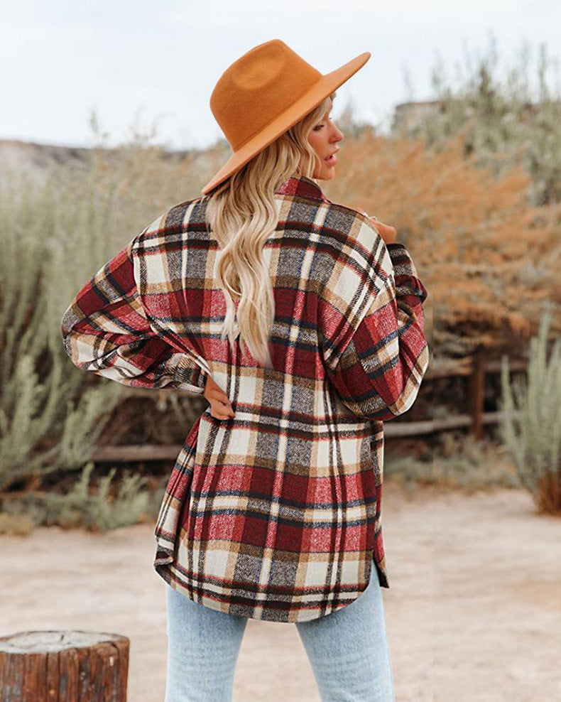 Damen Karierte Baumwolljacke im lässigen Oversized-Schnitt R&B