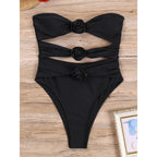 Damen Cut-Out Einteiler Badeanzug mit floralem Detail R&B