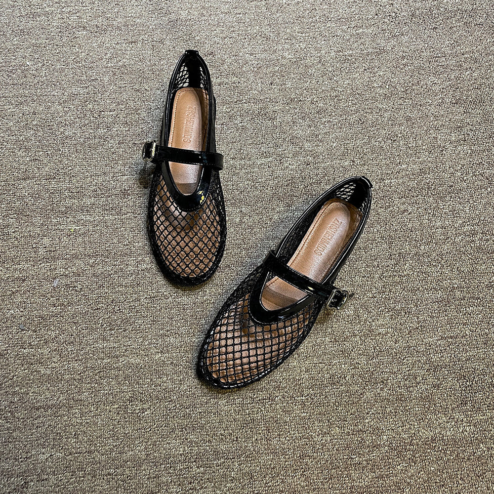 Damen modische Ballerinas mit Netzdesign und komfortablem Riemen R&B