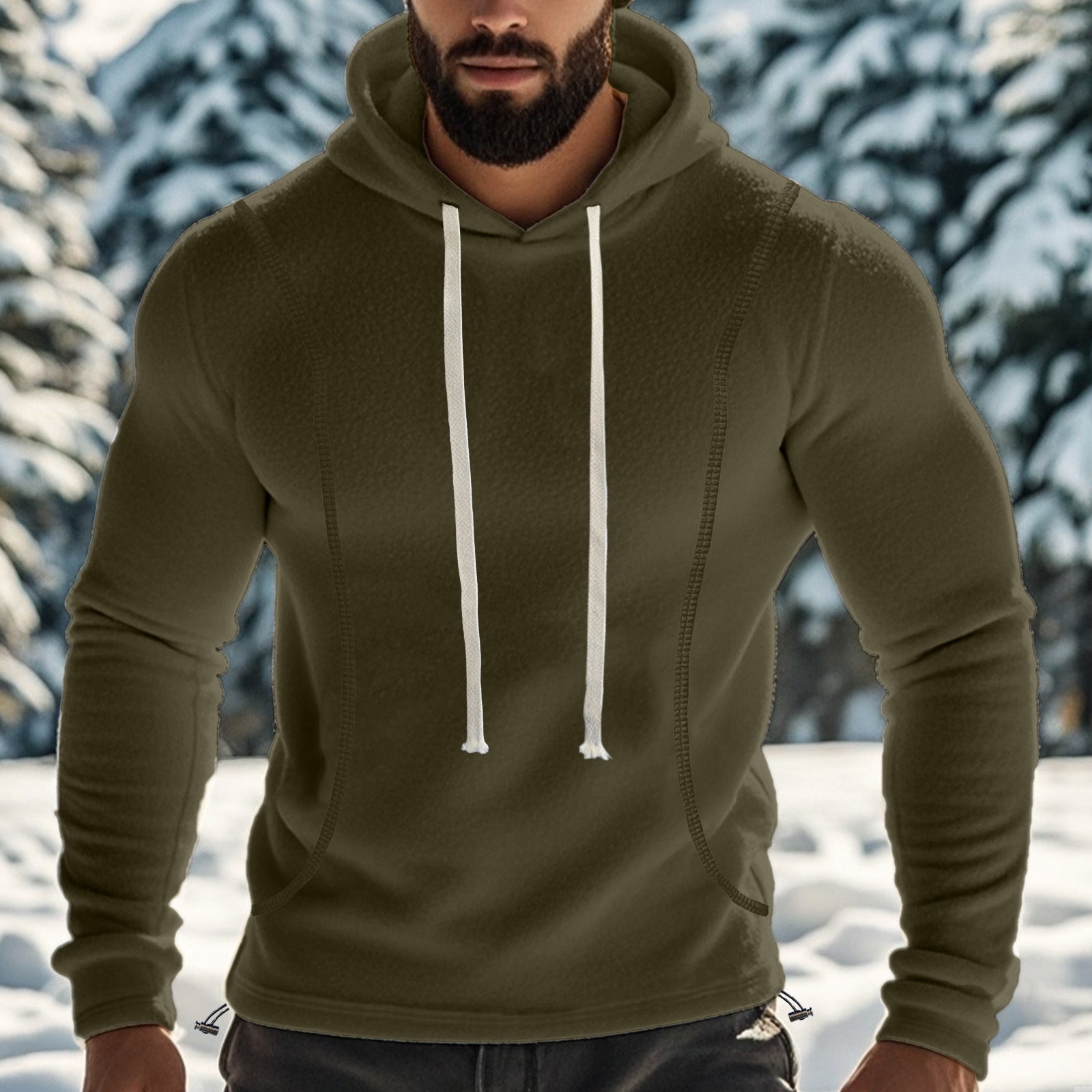 Kapuzenpullover Herren sportlich mit Kontrastnähten
