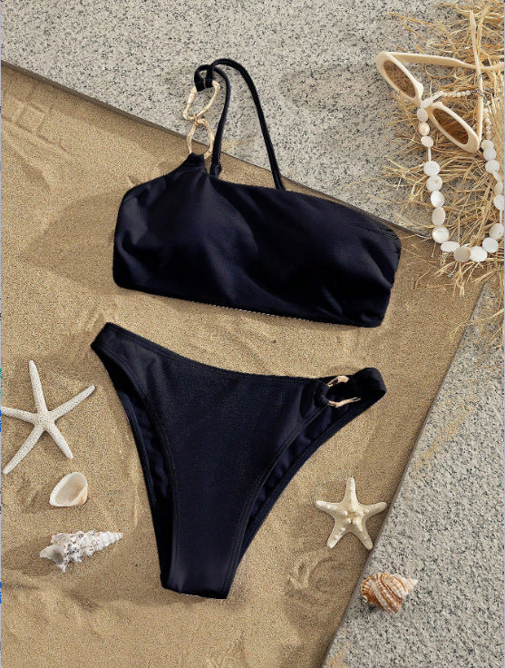 Damen Sportlicher Bikini mit asymmetrischem Oberteil und eleganten Details R&B