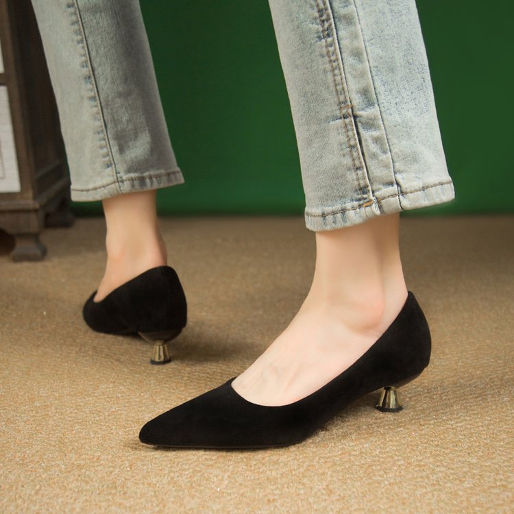 Damen Spitze High Heels mit modischer Leoparden-Optik und elegantem Blockabsatz R&B