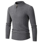 Herren Strickpullover mit modernem Reißverschluss und Zopfmuster R&B