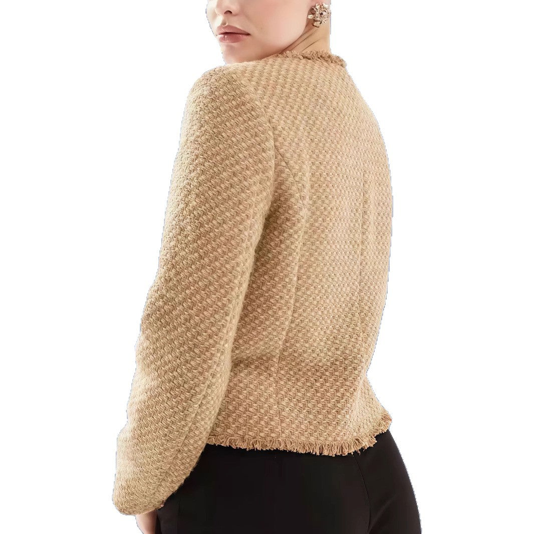 Damen Elegante kurze Jacke mit strukturiertem Design und goldenen Knöpfen R&B