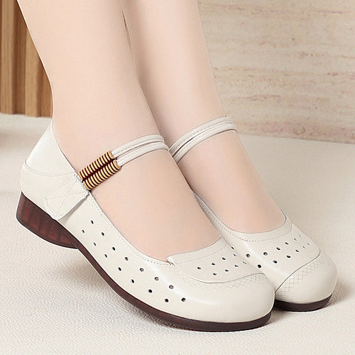Damen atmungsaktive und bequeme Mary Jane Ballerinas mit elastischem Riemen R&B