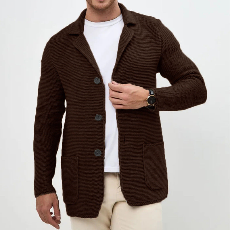 Herren Strickjacke mit warmem Schalkragen und praktischen Taschen R&B