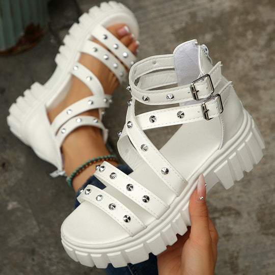Damen modische Sandalen mit stilvollen Verschlüssen und Glitzerakzenten R&B