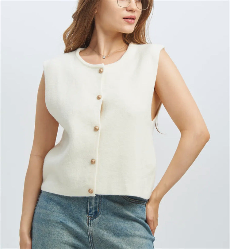 Damen Strickweste mit edlen Knöpfen R&B