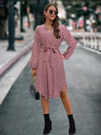 Damen Wickelkleid mit elegantem Muster und Taillengürtel R&B