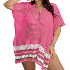 Damen transparenter Strandüberwurf mit buntem Lochdesign R&B