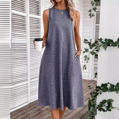 Damen lässiges Sommerkleid mit Taschen und bequemem Schnitt R&B