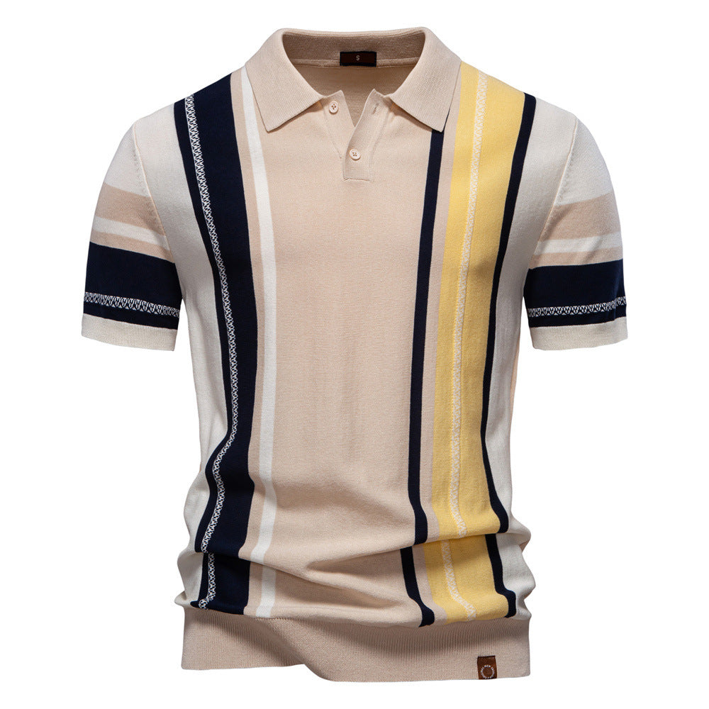 Herren Poloshirt mit modernem Streifen-Design und hochwertiger Baumwollmischung