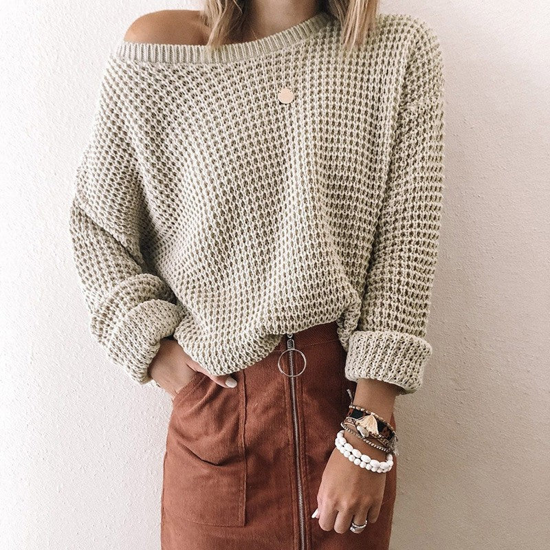 Damen Weites Strickoberteil mit Schneckenstruktur und weitem Ausschnitt R&B