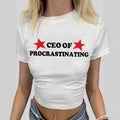 Damen T-Shirt mit kreativem Statement-Druck R&B