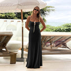 Damen Langarm Maxi-Kleid mit raffiniertem Kordelzug und schmalem Schnitt EB