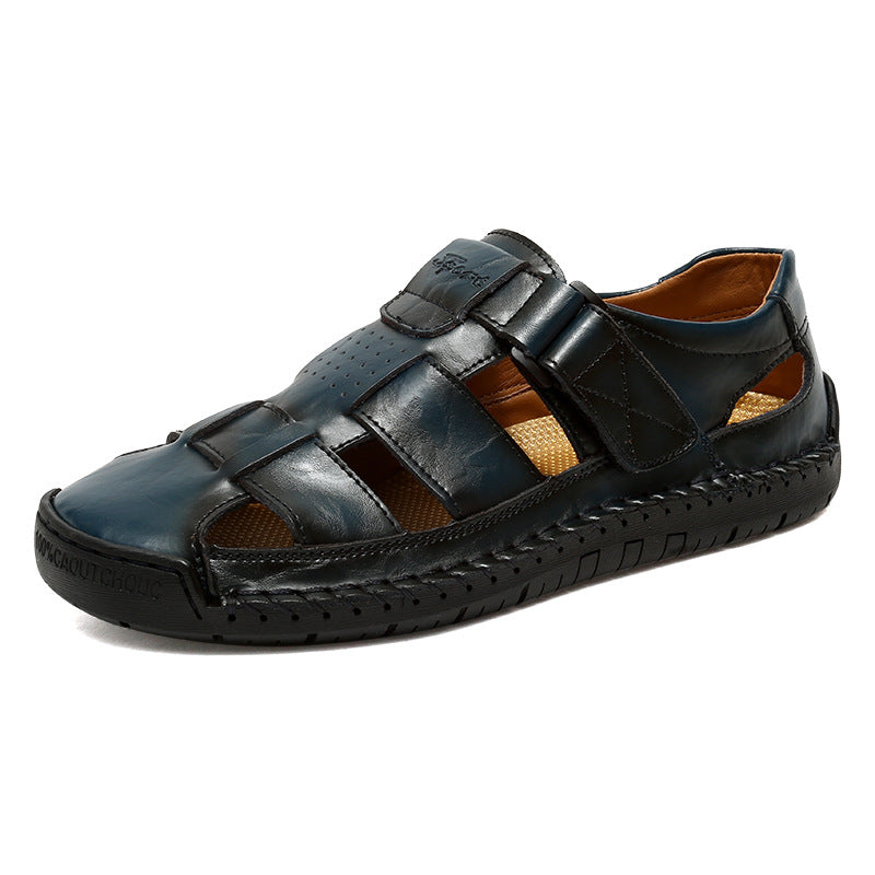 Herren Bequeme Leder-Sandalen mit verstellbarem Riemen R&B