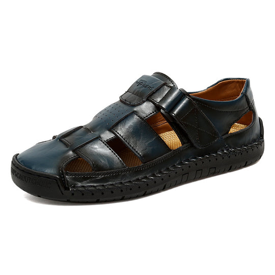 Herren Bequeme Leder-Sandalen mit verstellbarem Riemen R&B