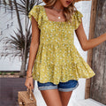 Damen Oberteil mit fröhlichem Blumendesign und Rüschendetails R&B