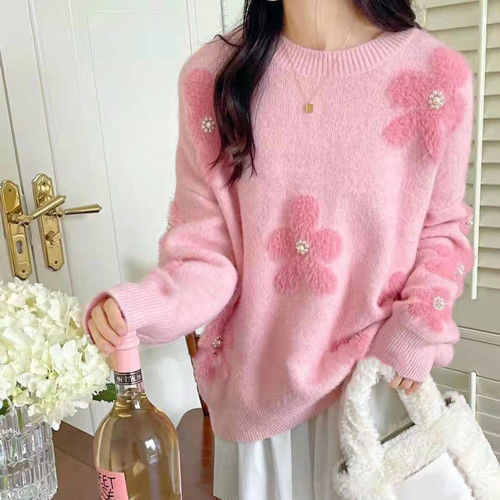 Damen Weicher Strickpullover mit strukturiertem Applikationsdesign R&B