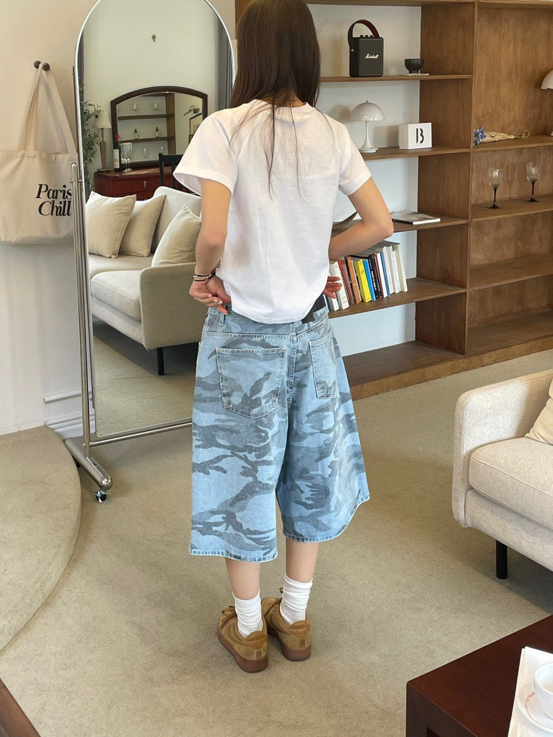 Damen Cargoshorts mit weitem Schnitt und modischem Camouflage-Muster R&B